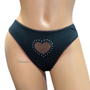 Victorias Secret Sexy Heart to Break Thong panty Black